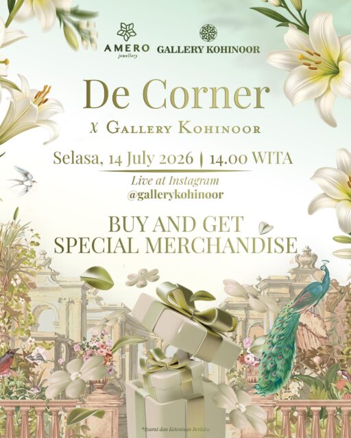 ✨ De Corner x Gallery Kohinoor ✨
Saatnya menikmati pengalaman belanja yang lebih spesial! 💛
Gallery Kohinoor berkolaborasi dengan De Corner untuk menghadirkan Instagram Live Special dengan penawaran eksklusif yang sayang untuk dilewatkan.
📅 Selasa, 14 Juli 2026
🕑 14.00 WITA
📍 Live di Instagram @gallerykohinoor
.
@degoldjakarta
@amerojewellery
.
🎁 BUY AND GET SPECIAL MERCHANDISE untuk setiap pembelian selama live berlangsung.
Persediaan terbatas, jadi jangan sampai ketinggalan!
Yuk, temukan koleksi perhiasan favoritmu dan nikmati hadiah spesial hanya di momen kolaborasi ini. Sampai jumpa di live ya! 💍✨
*Syarat & ketentuan berlaku.
#gallerykohinoor #tokoemasbali #amerojewellery #sobatgk #ameromate